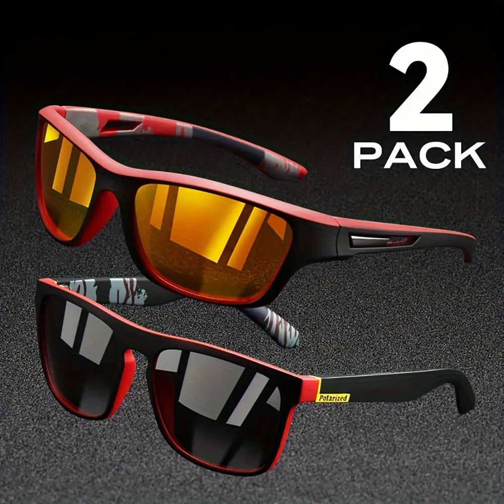 2pcs Polarized UV Protection Sunglasses Anti Glare Sun Shades For Summer Party Vacation Travel Driving Fishing