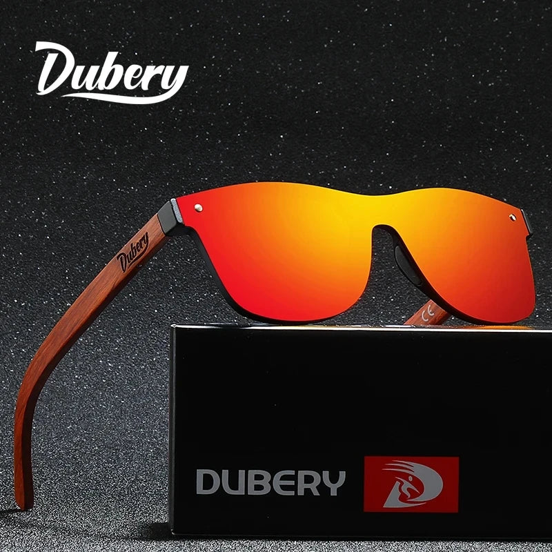 DUBERY RED Natural Wooden Sunglasses Men Polarized Fashion Sun Glasses Original Wood Oculos De Sol Masculino d306