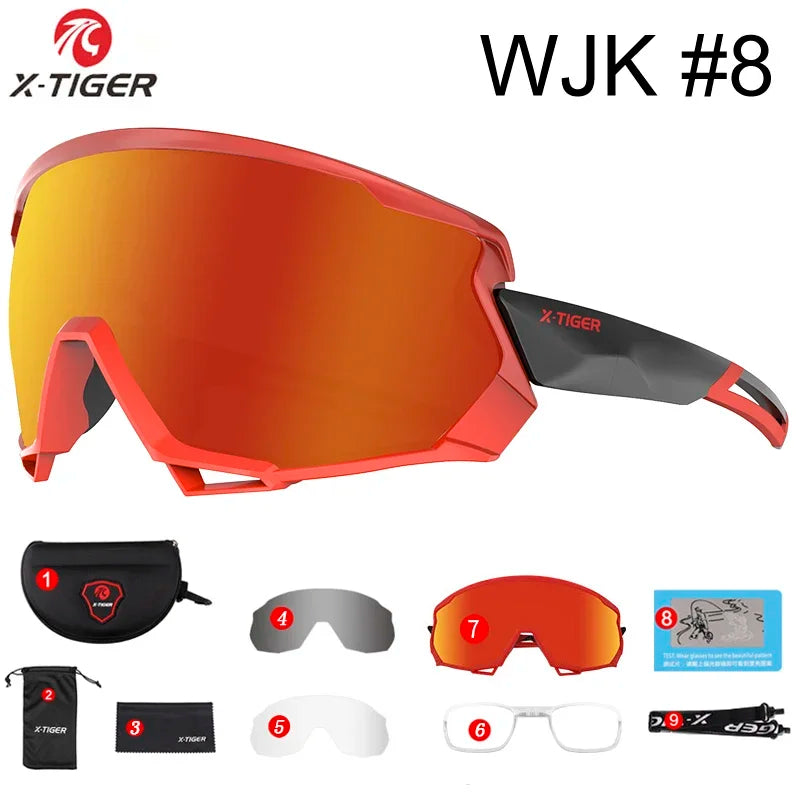 X-TIGER Bike Polarized Sports Sunglasses with 5 Interchangeable Lenses for Mens Womens Baseball Running Fishing Cycling Eyewear