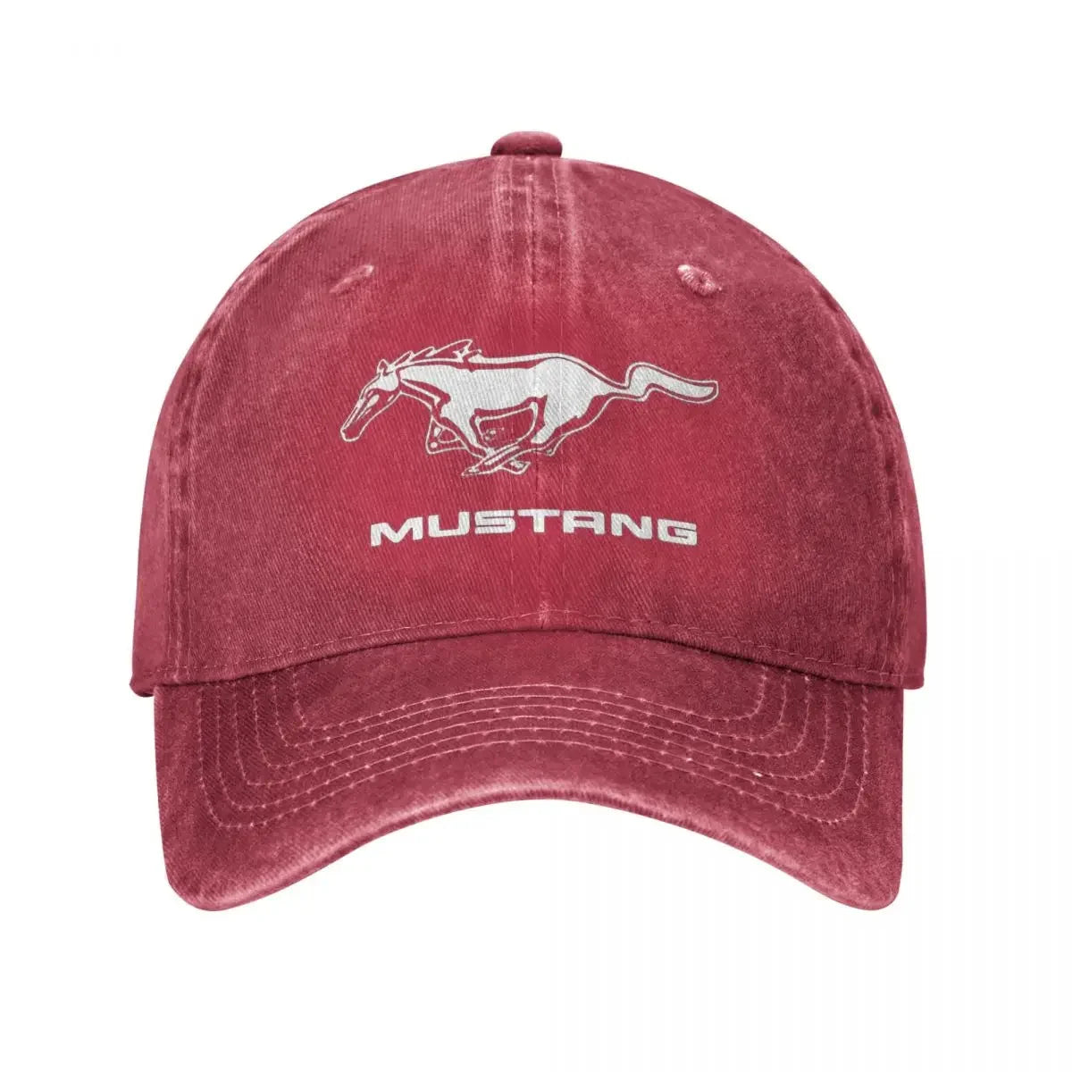 Classic Ford Mustang Logo Baseball Cap for Men Women Distressed Denim Washed Snapback Hat White Horse Unstructured Soft Caps Hat