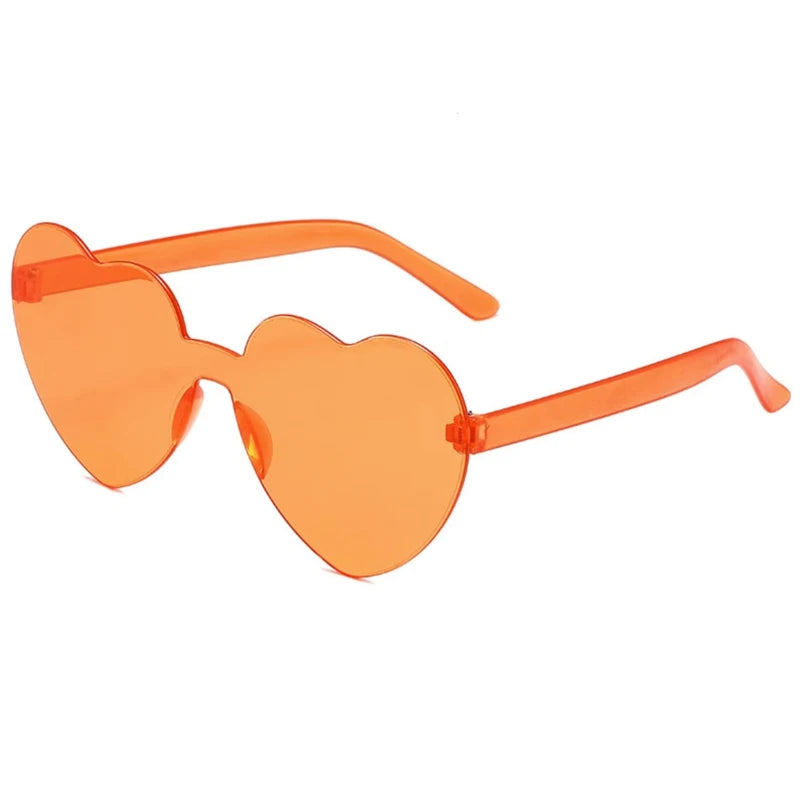 2024 New Love Sunglasses Jelly Color Frameless Heart-shaped Sunglasses Dazzling Color Sunglasses