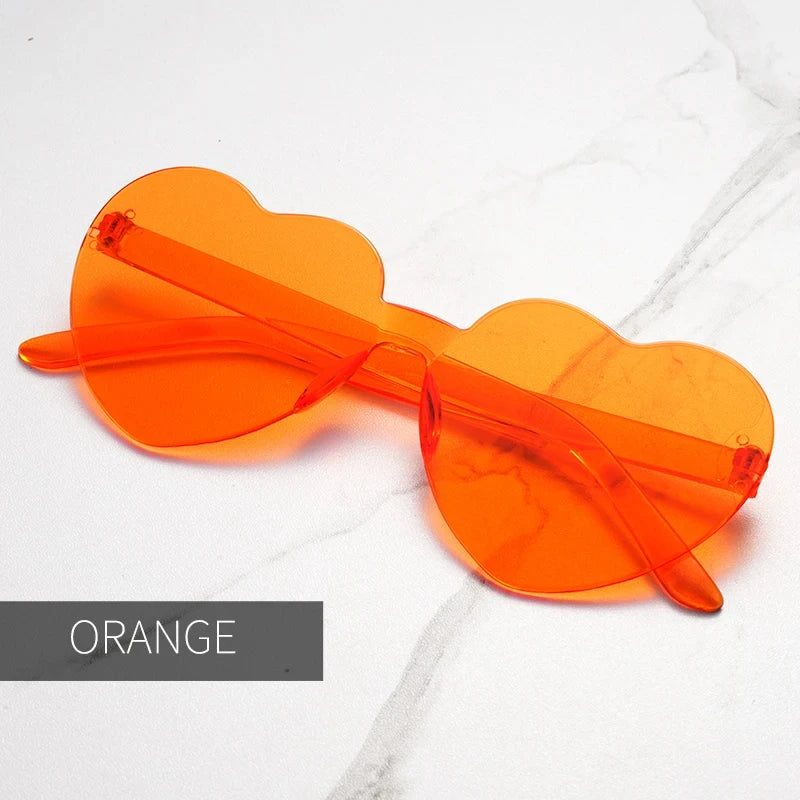 Thick piece peach heart sunglasses frameless heart shaped party glasses