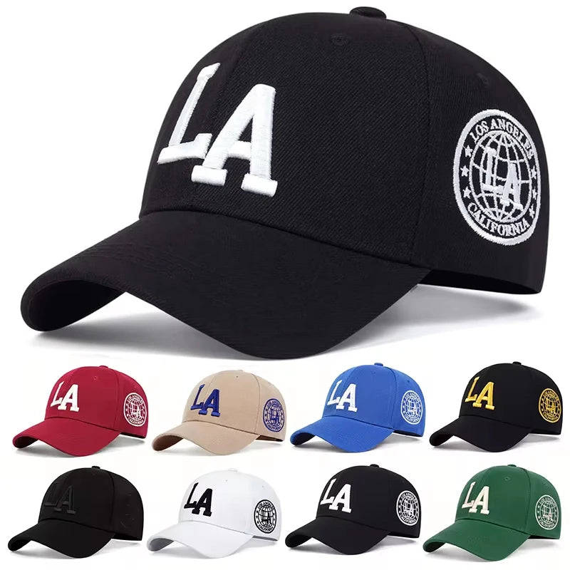 Unisex La Letter Embroidery Baseball Caps Spring and Autumn Outdoor Adjustable Casual Hats Sunscreen Hat
