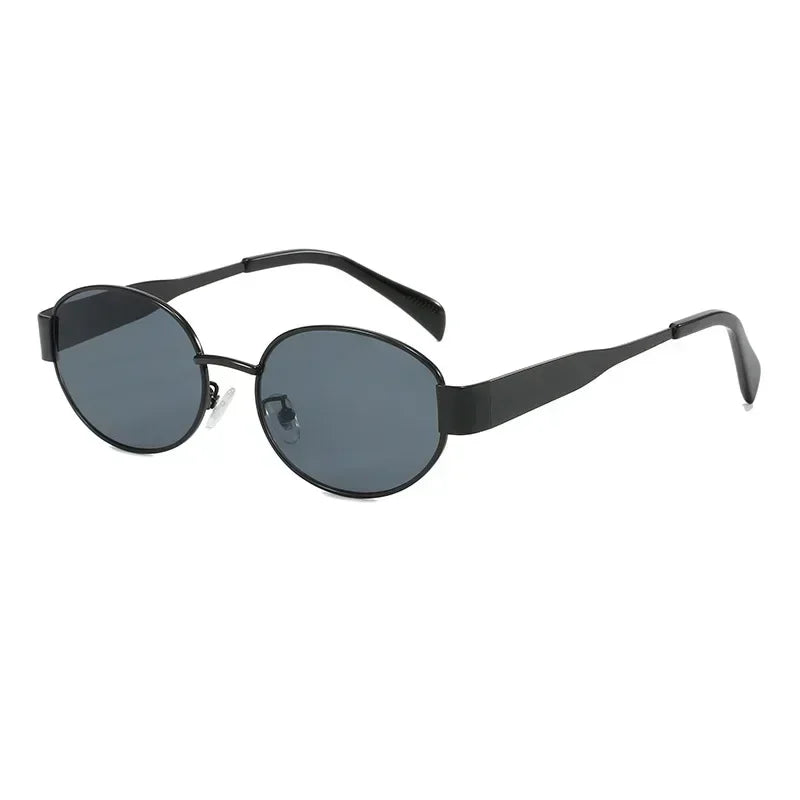 Retro Oval Sunglasses for Women Men Trendy Small Metal Frame Sun Glasses Classic Shades UV400 Protection