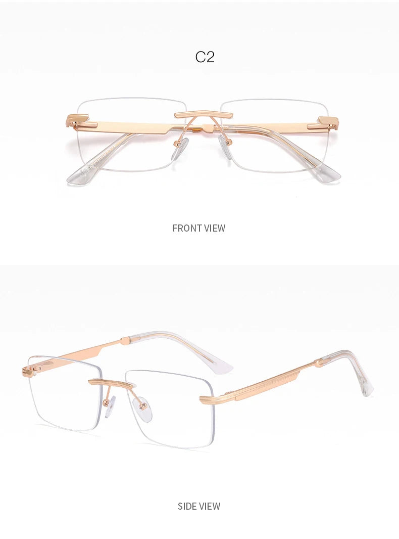 Fashion Titanium Rimless Eyeglasses Frame Brand designer Men Glasses Reading Glasses Optical Prescpriton Lenses Glasses