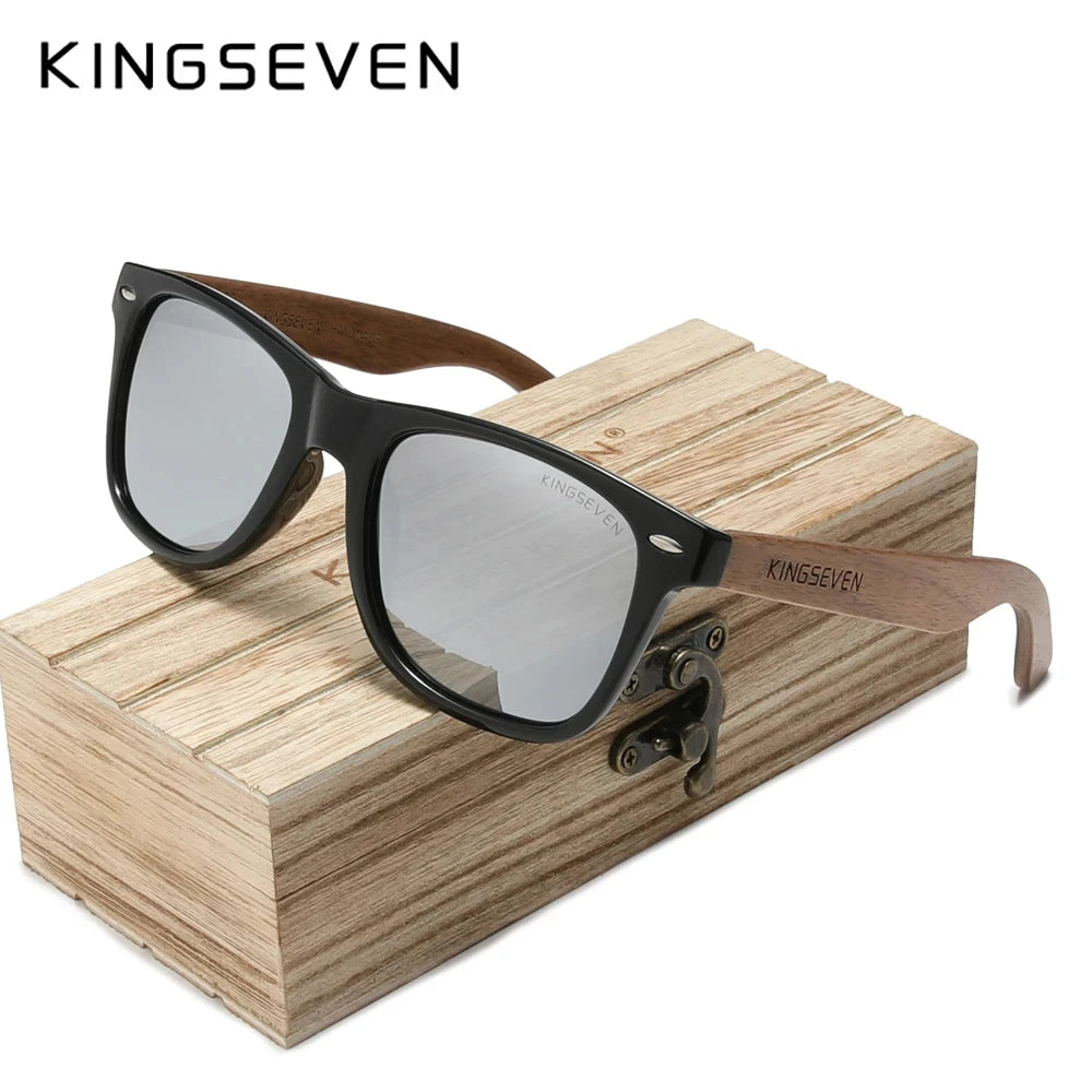 KINGSEVEN 2024 Fashion Handmade Natural Wooden Sunglasses For Men Women Polarized Sun Glasses UV400 Mirror Male Eyewear