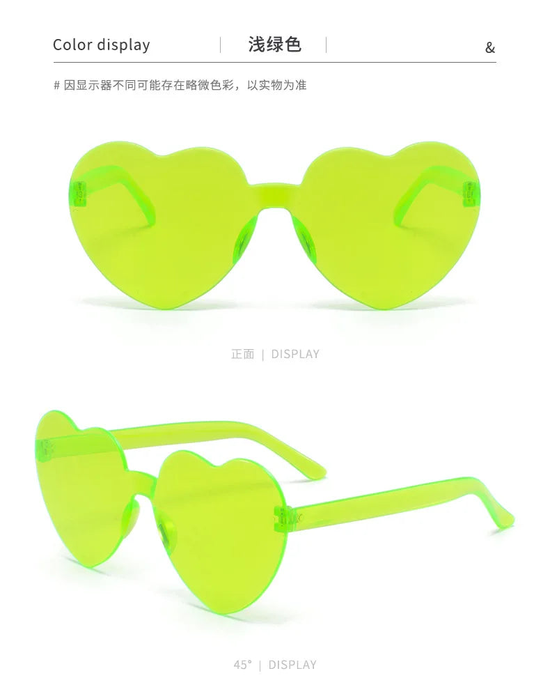 Thick piece peach heart sunglasses frameless heart shaped party glasses