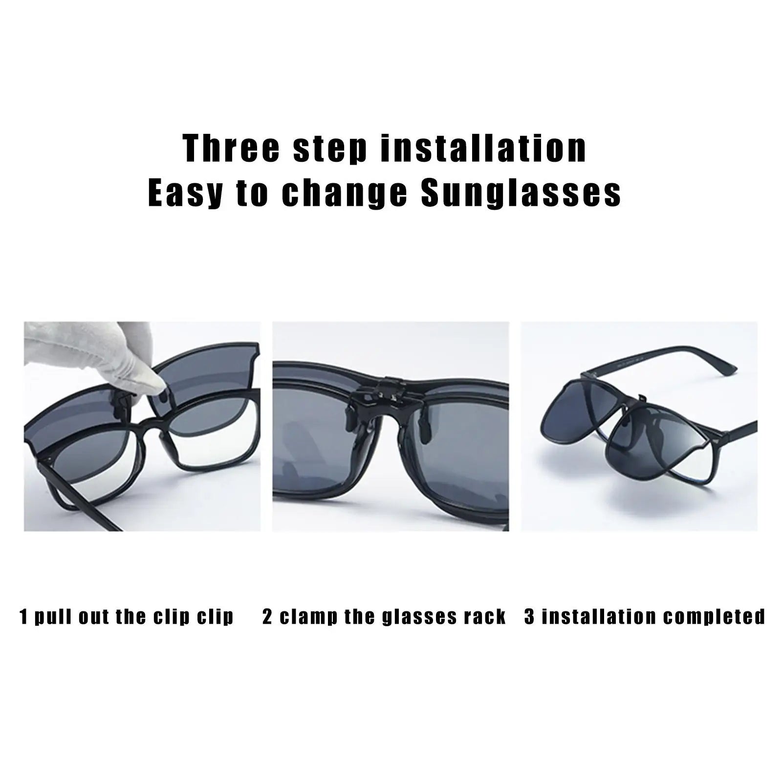 New Polarized Flip-up Sunglasses Clips For Myopia Glasses Retro Big Size Square TAC Material Glasses Clip-on Sunglass Clip