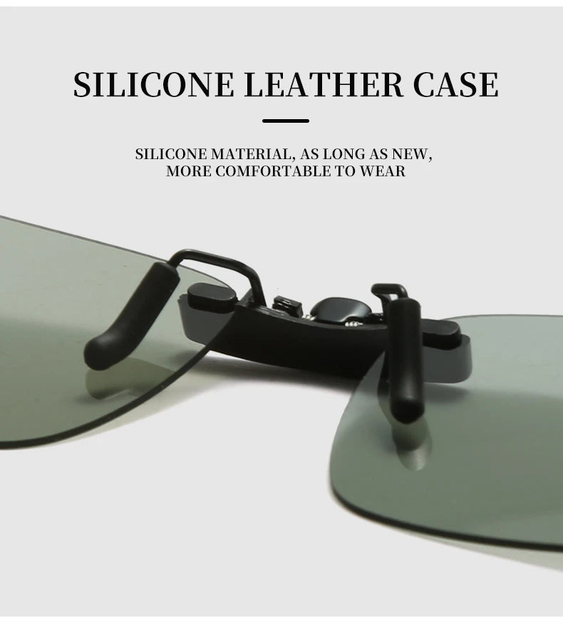 Rimless Flip Up Clip On Sunglasses Men Women Polarized Driving Fishing Cycling Night Vision Glasses Myopia Clip on Eyeglasses