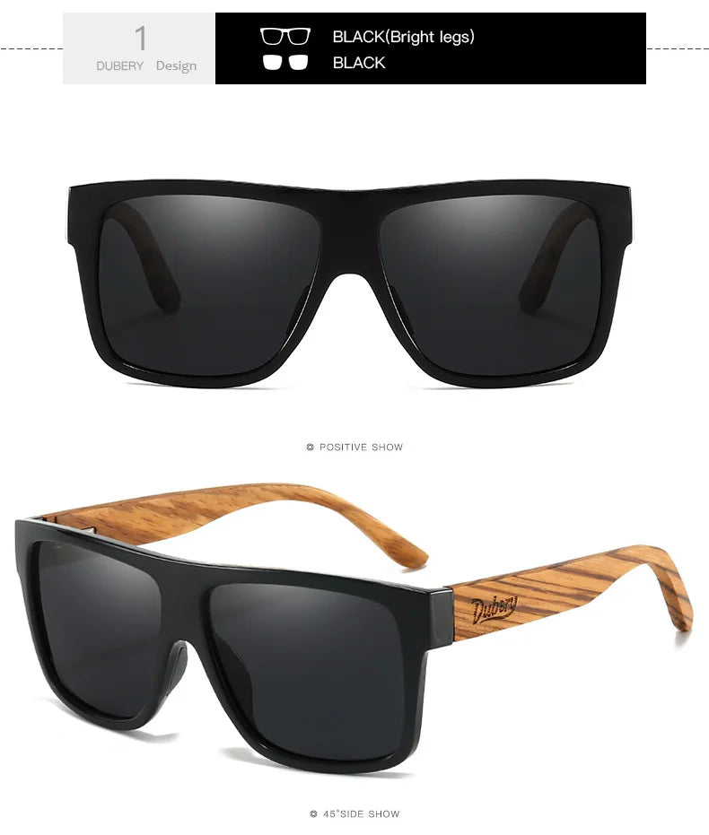 DUBERY Natural Wooden Sunglasses Men Polarized Fashion Sun Glasses Original Wood Oculos De Sol Masculino d240