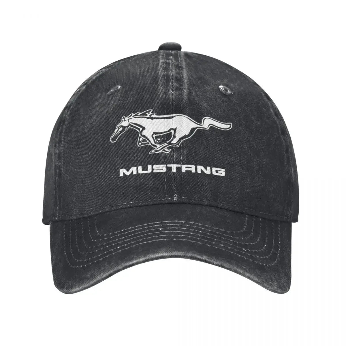 Classic Ford Mustang Logo Baseball Cap for Men Women Distressed Denim Washed Snapback Hat White Horse Unstructured Soft Caps Hat