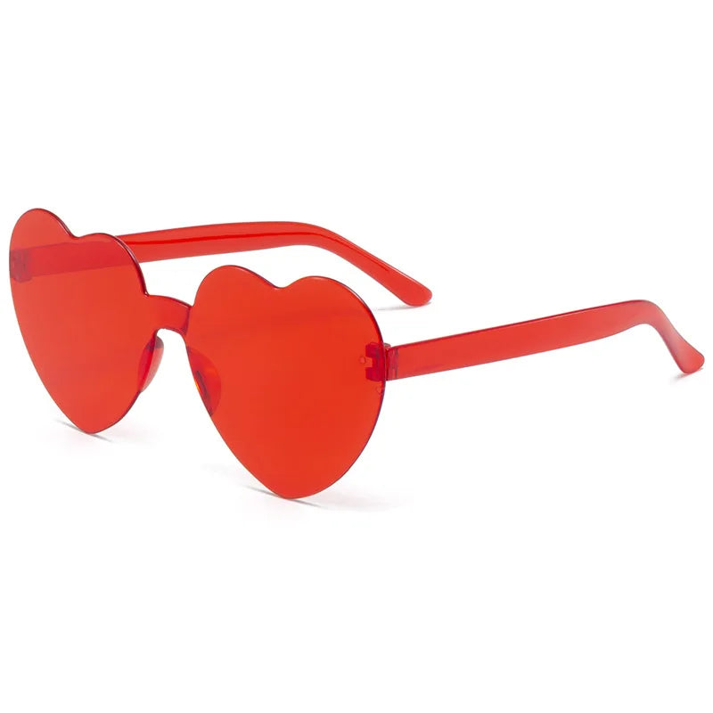 Thick piece peach heart sunglasses frameless heart shaped party glasses