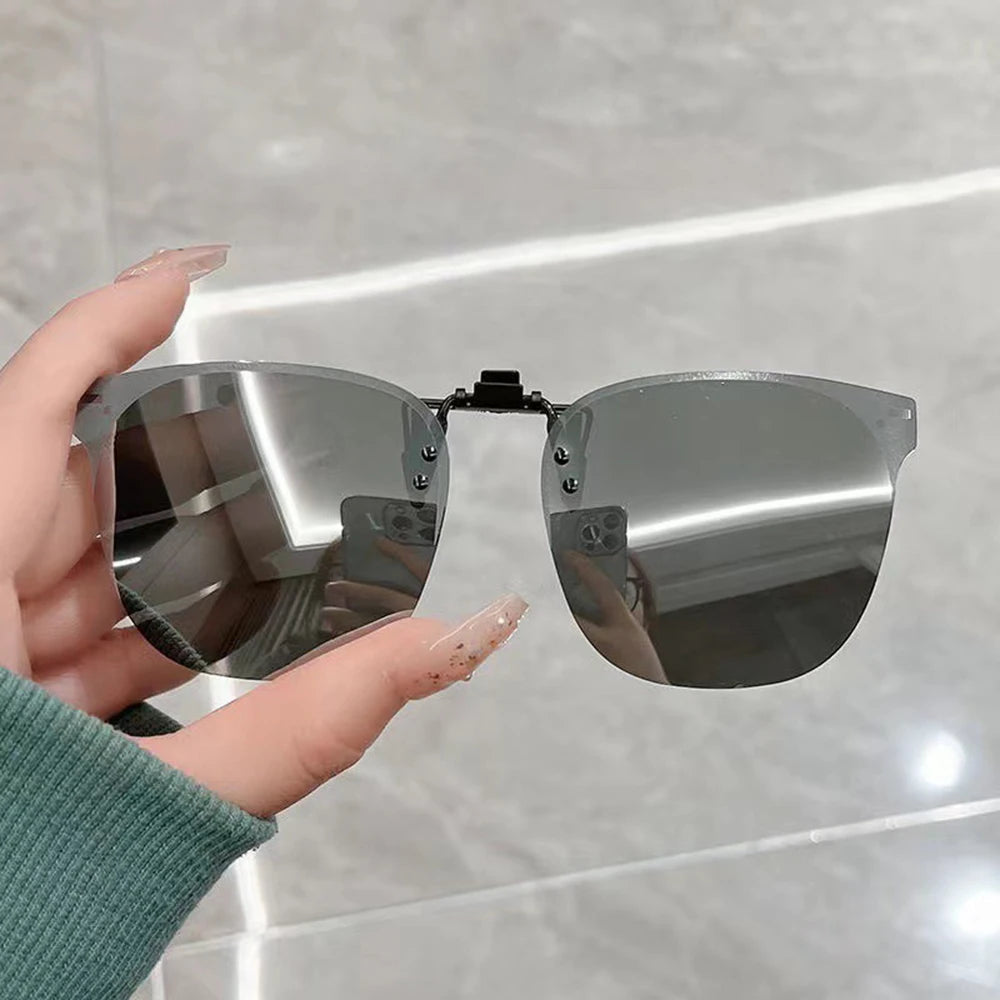 Men Clip On Sunglasse Polarized Flip up Glasses Women Gradient Photochromic Anti UV400 Sunglasses Night Vison Goggles KLASSNUM