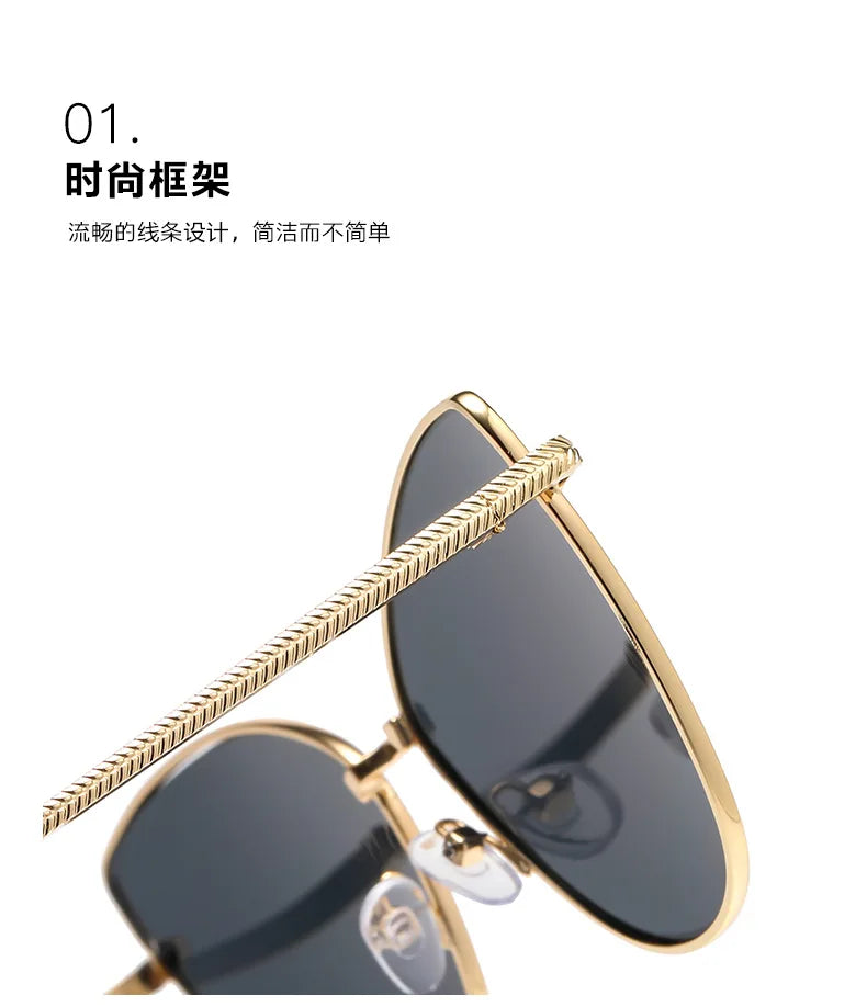 New Retro Metal Small Frame Cat-eye Sunglasses Womean Style European And American Fashion Street Photo Decorative Sungla Uv400
