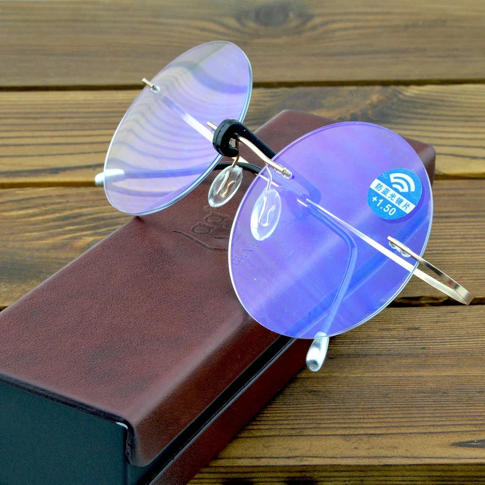 Clara Vida Round Reading Glasses Men Women Portable Rimless reading glasses  +0.75 +1 +1.5 +1.75 +2 to +4