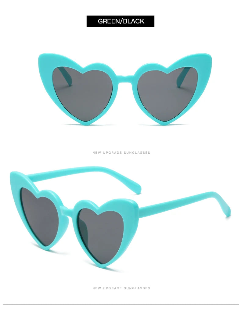 2024 New Heart shaped Cat Eye Sunglasses Women Large Frame Glasses  Flash Color Personality Design Fashion Accessories