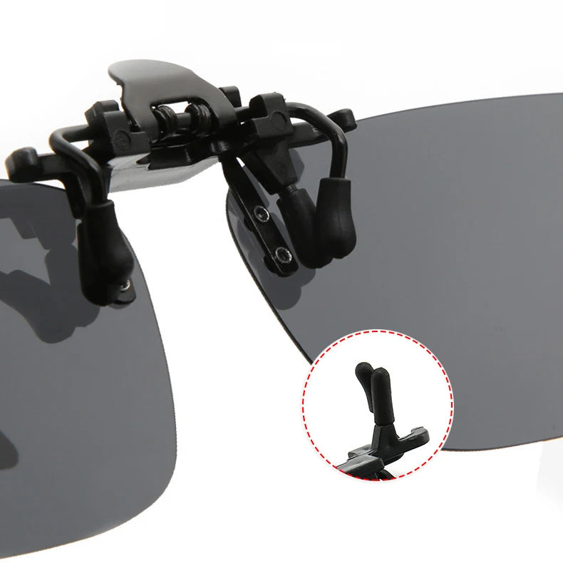 Unisex Grey Lenses Polarized Sunglasses Clip on Flip Up Men Women UV 380 Driving Fishing Night Vision Glasses Clips Anti Glare