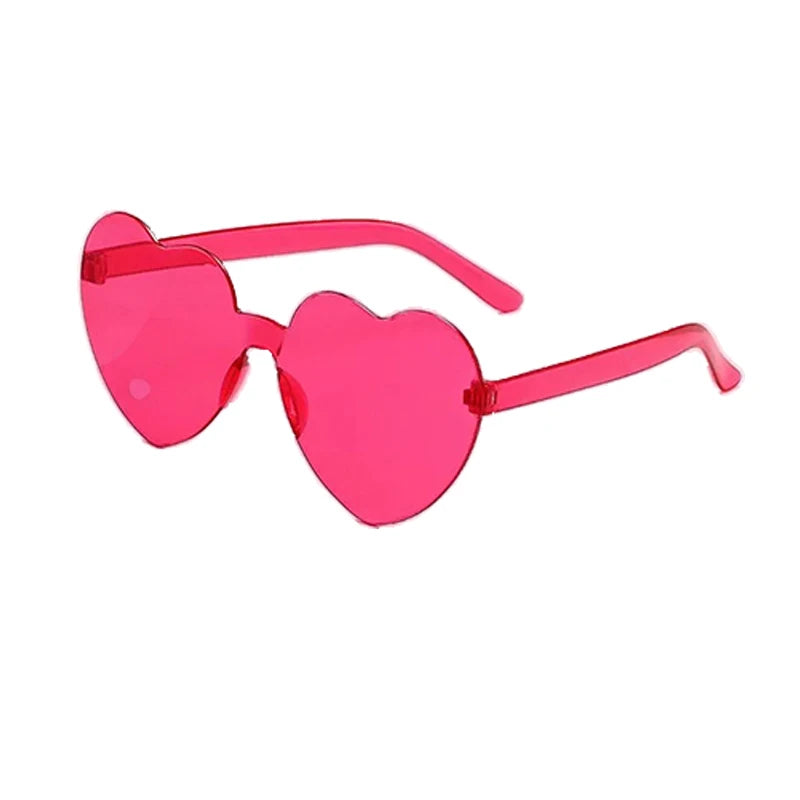 10PC Heart Sunglasses Love Sunglasses Jelly Color Frameless Heart-shaped One-piece Glasses Dazzling Color Glasses