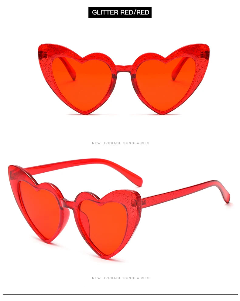 2024 New Heart shaped Cat Eye Sunglasses Women Large Frame Glasses  Flash Color Personality Design Fashion Accessories