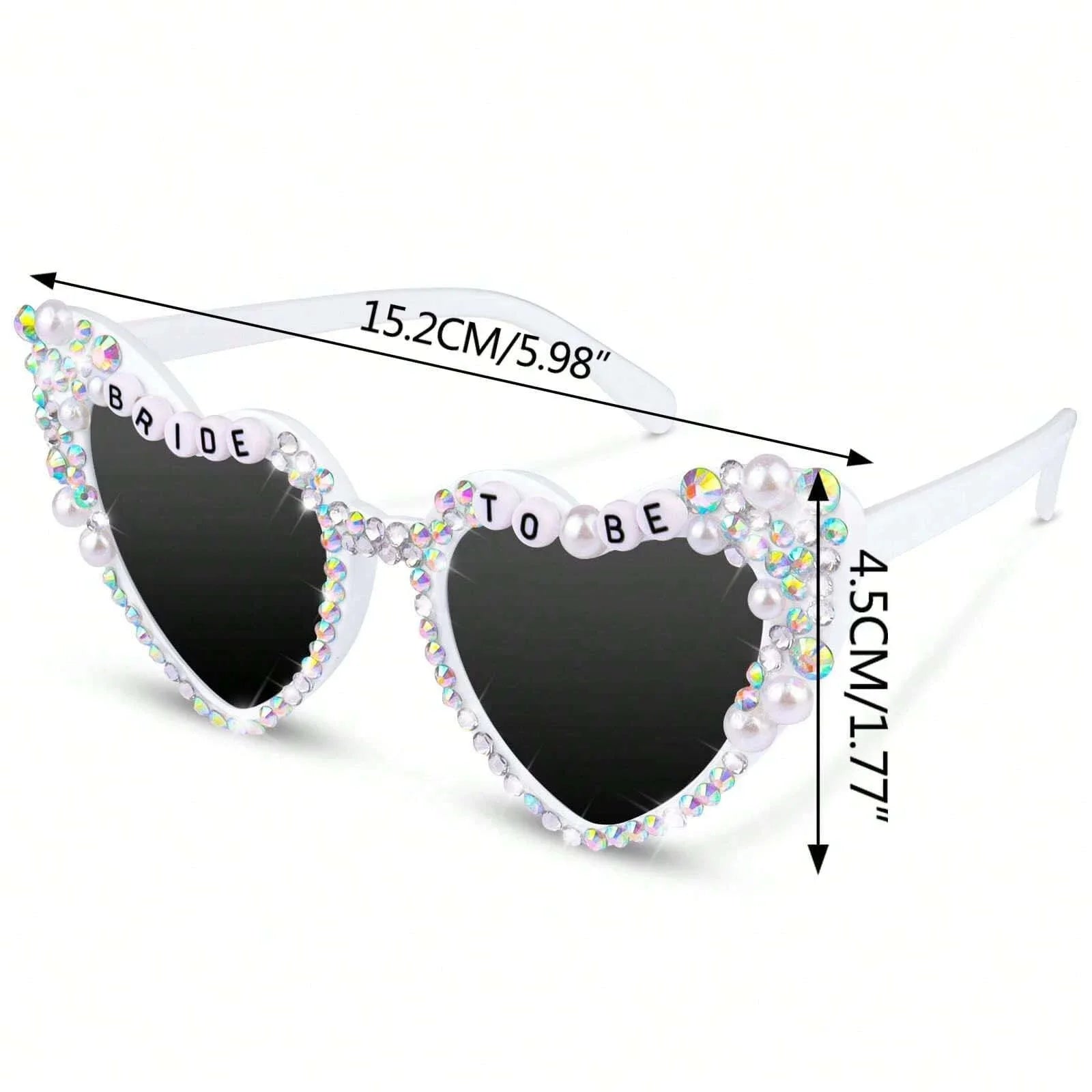 1Pair Bachelorette Party Bride Sunglasses Heart Shaped Glasses for Women Bridesmaid Bride Photo Tools Party Gift Accessories