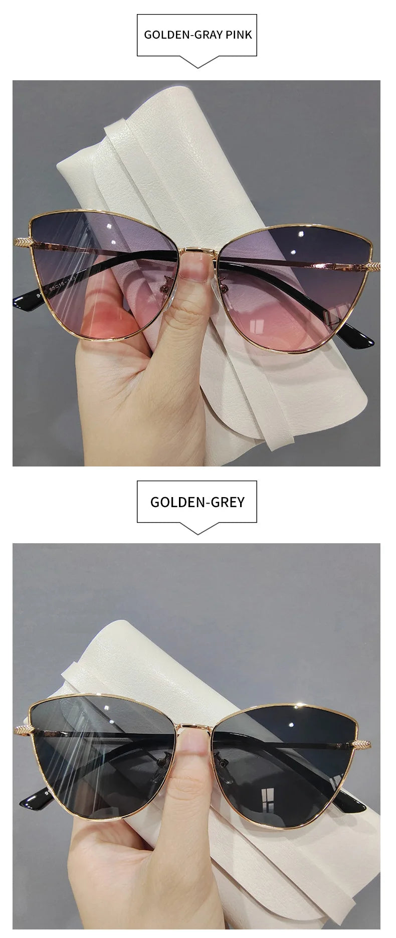 New Retro Metal Small Frame Cat-eye Sunglasses Womean Style European And American Fashion Street Photo Decorative Sungla Uv400