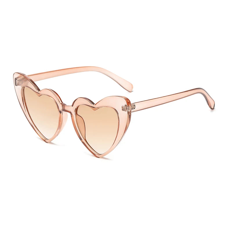 2024 New Heart shaped Cat Eye Sunglasses Women Large Frame Glasses  Flash Color Personality Design Fashion Accessories