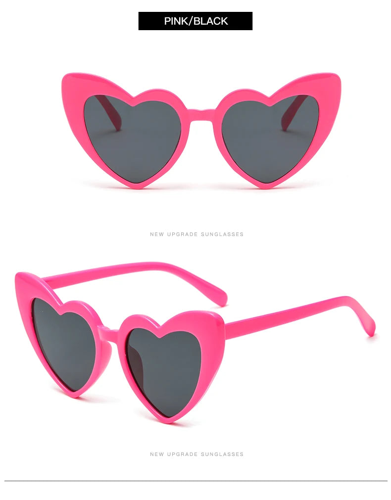 2024 New Heart shaped Cat Eye Sunglasses Women Large Frame Glasses  Flash Color Personality Design Fashion Accessories