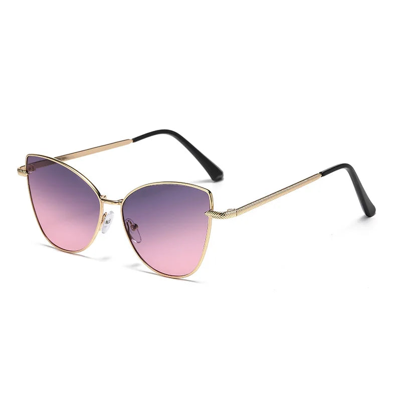 New Retro Metal Small Frame Cat-eye Sunglasses Womean Style European And American Fashion Street Photo Decorative Sungla Uv400