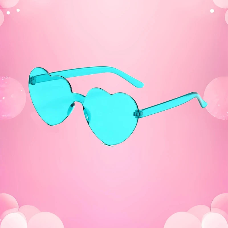 2024 New Love Sunglasses Jelly Color Frameless Heart-shaped Sunglasses Dazzling Color Sunglasses