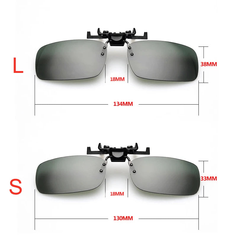 Unisex Grey Lenses Polarized Sunglasses Clip on Flip Up Men Women UV 380 Driving Fishing Night Vision Glasses Clips Anti Glare