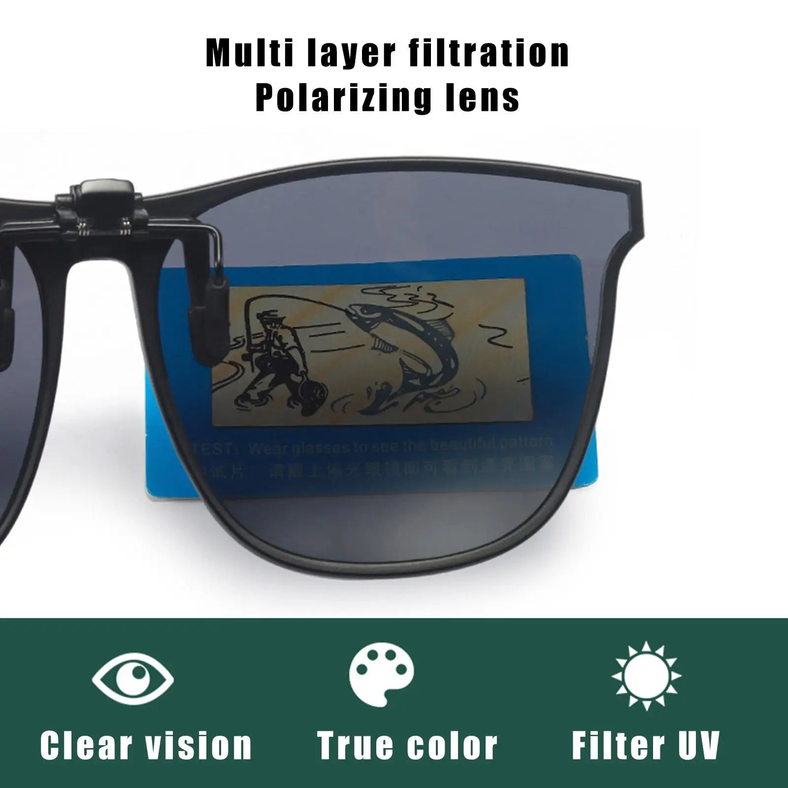 New Polarized Flip-up Sunglasses Clips For Myopia Glasses Retro Big Size Square TAC Material Glasses Clip-on Sunglass Clip
