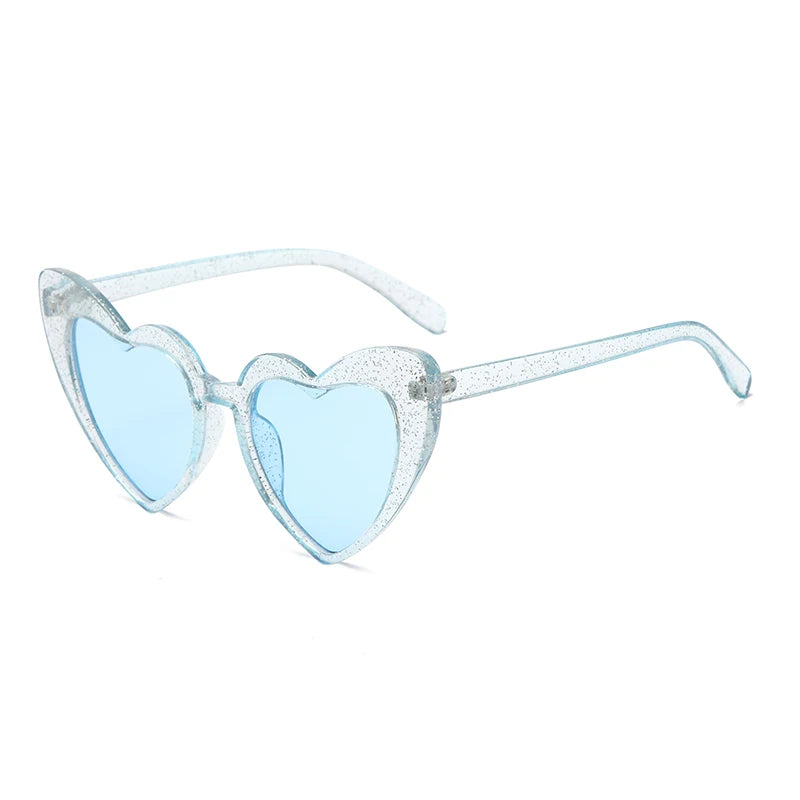 2024 New Heart shaped Cat Eye Sunglasses Women Large Frame Glasses  Flash Color Personality Design Fashion Accessories