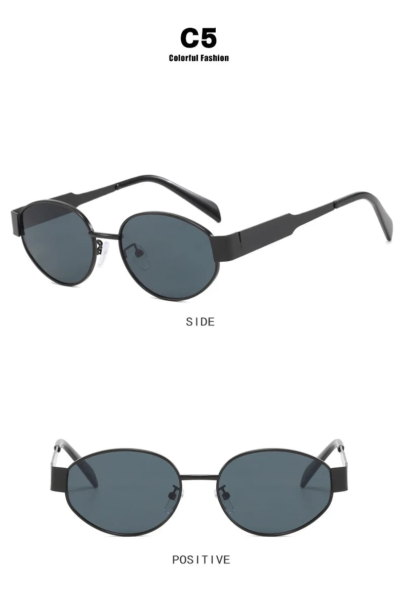 New Sunglasses For Women And Men UV400 Sun Glasses Alloy Oval Eyewear