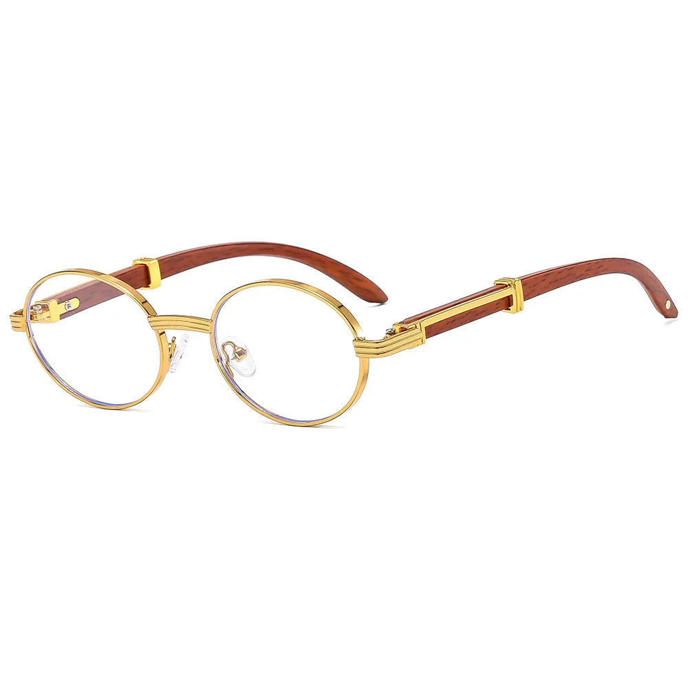 New Retro Imitation Wood Grain Sunglasses Men's Oval Sunglasses Women's Fashion Trend Uv Protection Sunglasses