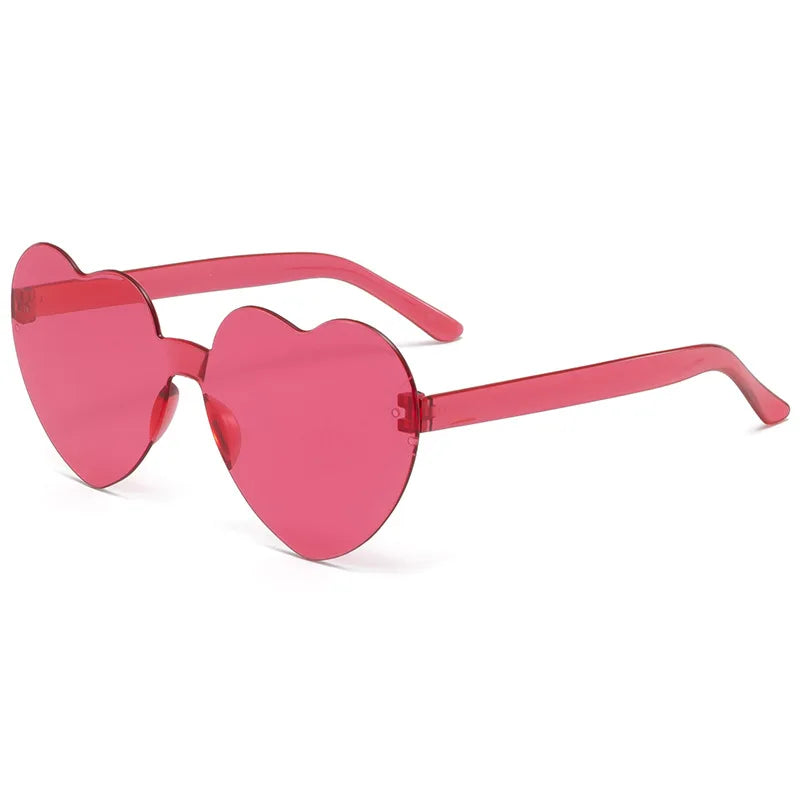 Thick piece peach heart sunglasses frameless heart shaped party glasses