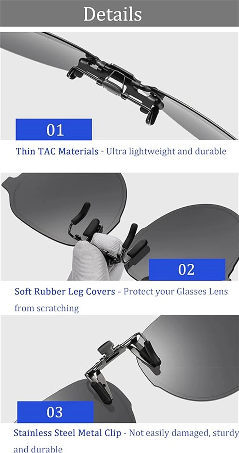 VIVIBEE Men Polarized Lens Flip Up Clip on Sunglasses Women Big Size Driving Sun Glasses with Clips 2024 Trending Product