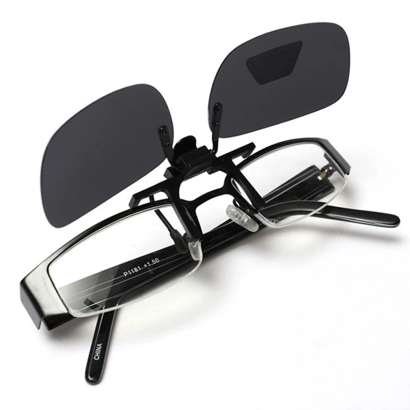 Unisex Grey Lenses Polarized Sunglasses Clip on Flip Up Men Women UV 380 Driving Fishing Night Vision Glasses Clips Anti Glare