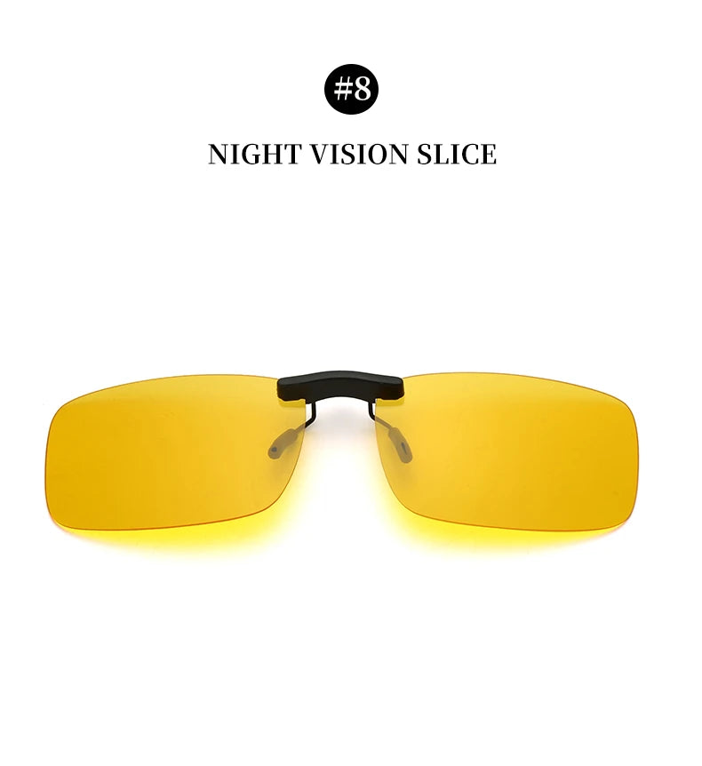 Rimless Flip Up Clip On Sunglasses Men Women Polarized Driving Fishing Cycling Night Vision Glasses Myopia Clip on Eyeglasses