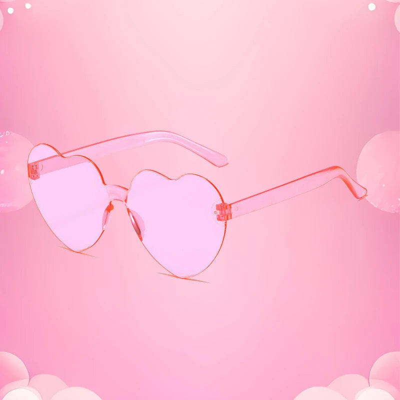 2024 New Love Sunglasses Jelly Color Frameless Heart-shaped Sunglasses Dazzling Color Sunglasses