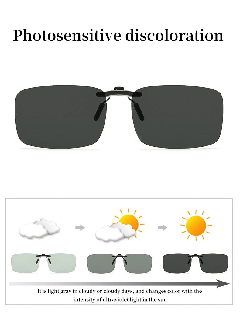 Rimless Flip Up Clip On Sunglasses Men Women Polarized Driving Fishing Cycling Night Vision Glasses Myopia Clip on Eyeglasses