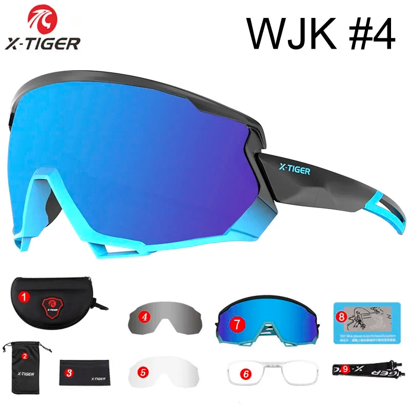 X-TIGER Bike Polarized Sports Sunglasses with 5 Interchangeable Lenses for Mens Womens Baseball Running Fishing Cycling Eyewear