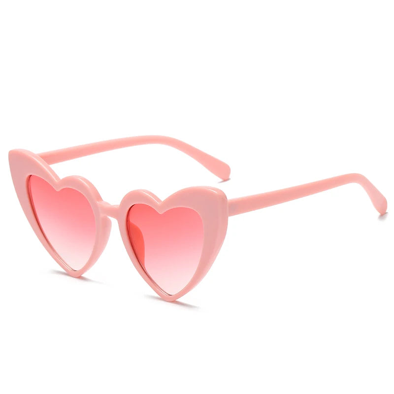 2024 New Heart shaped Cat Eye Sunglasses Women Large Frame Glasses  Flash Color Personality Design Fashion Accessories