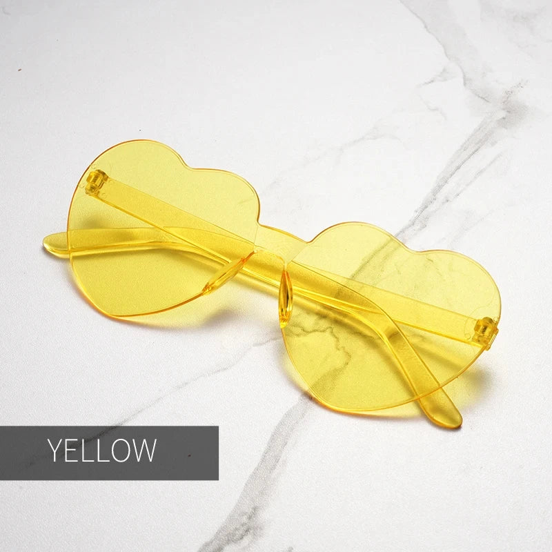 Thick piece peach heart sunglasses frameless heart shaped party glasses
