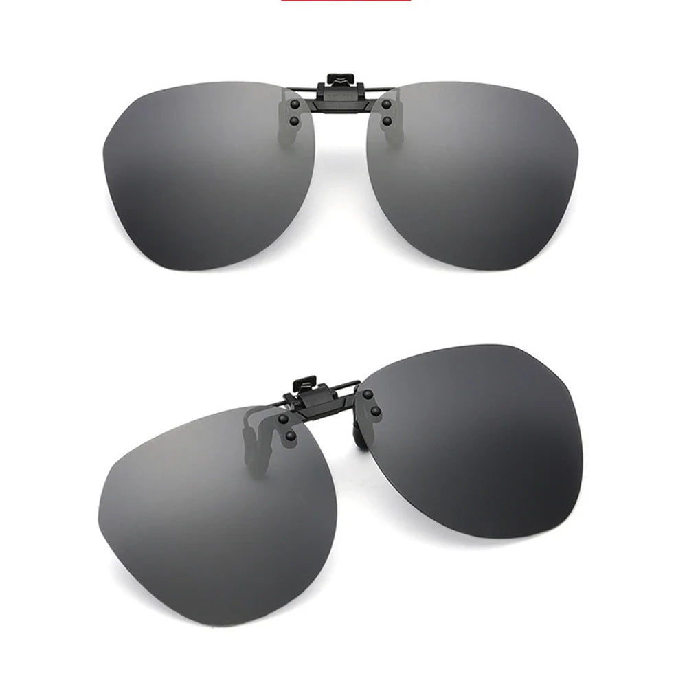 KLASSNUM Polarized Sunglasses Clip Men's Flip Up Clip on Glasses Square Frame Pilot Sun Glasses Women Driving Glasses Shades