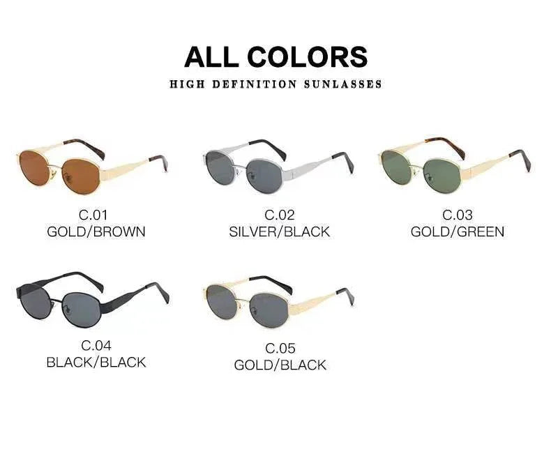 Retro Oval Sunglasses for Women Men Trendy Small Metal Frame Sun Glasses Classic Shades UV400 Protection