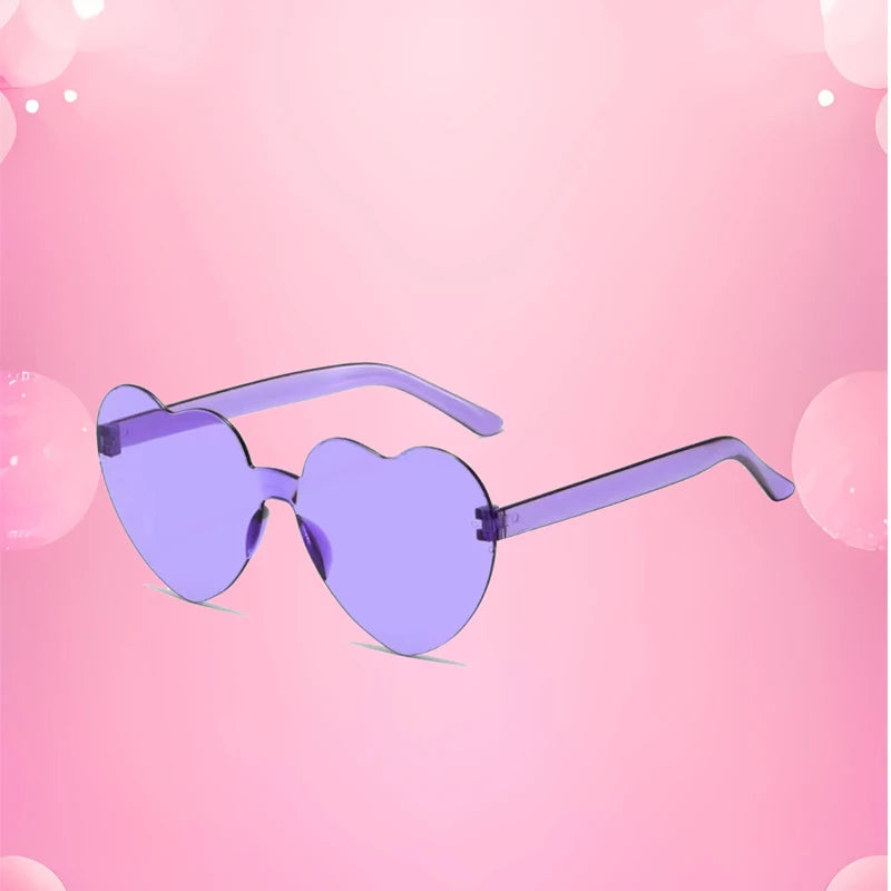 2024 New Love Sunglasses Jelly Color Frameless Heart-shaped Sunglasses Dazzling Color Sunglasses