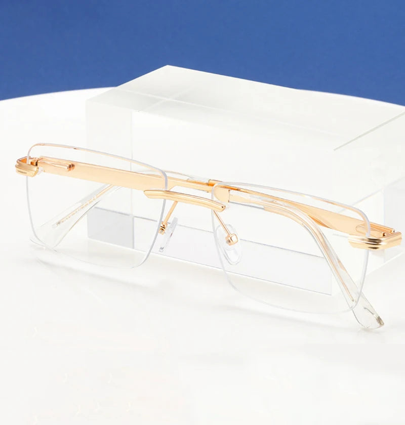 Fashion Titanium Rimless Eyeglasses Frame Brand designer Men Glasses Reading Glasses Optical Prescpriton Lenses Glasses