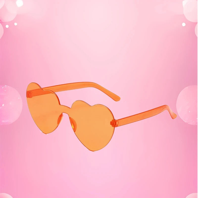 2024 New Love Sunglasses Jelly Color Frameless Heart-shaped Sunglasses Dazzling Color Sunglasses
