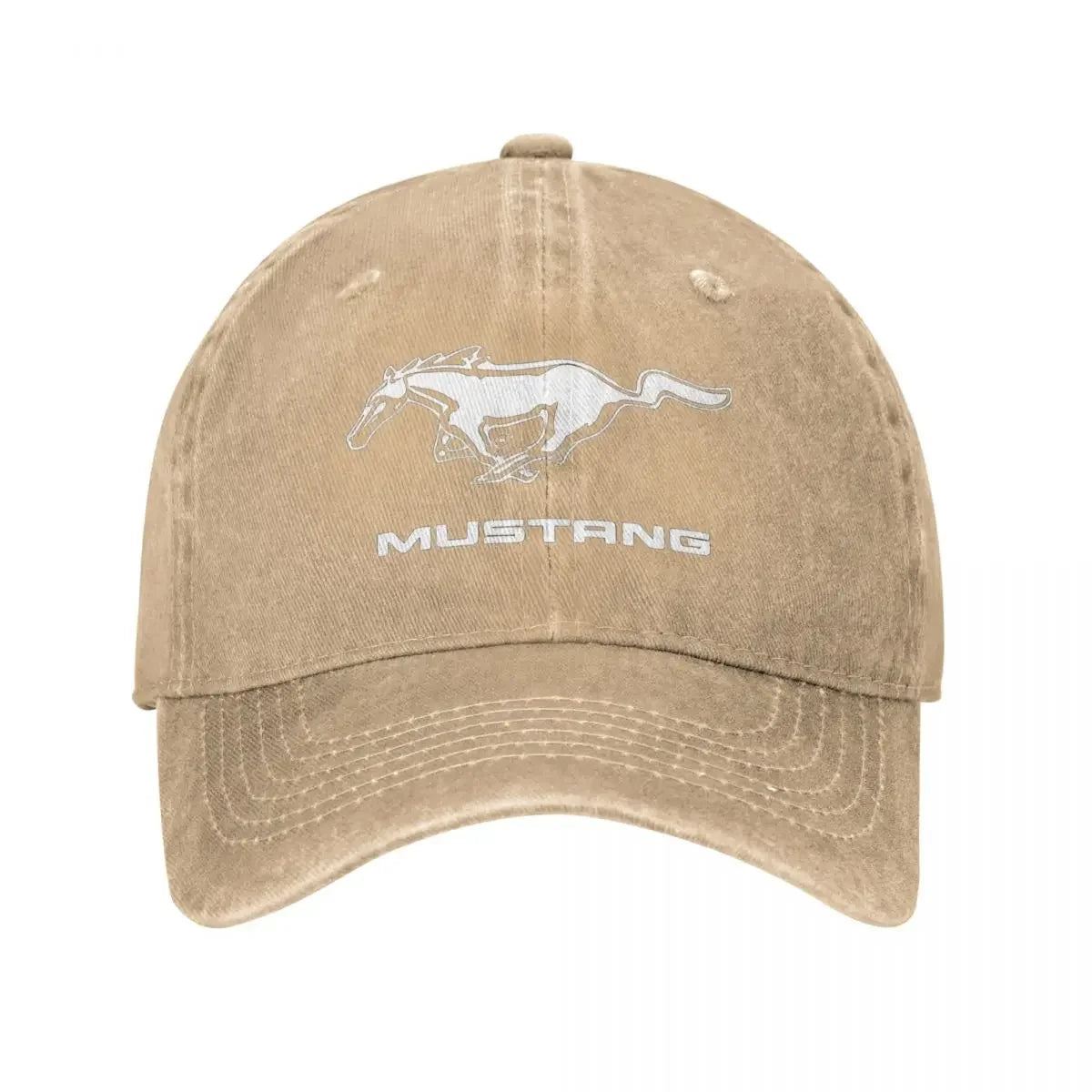 Classic Ford Mustang Logo Baseball Cap for Men Women Distressed Denim Washed Snapback Hat White Horse Unstructured Soft Caps Hat