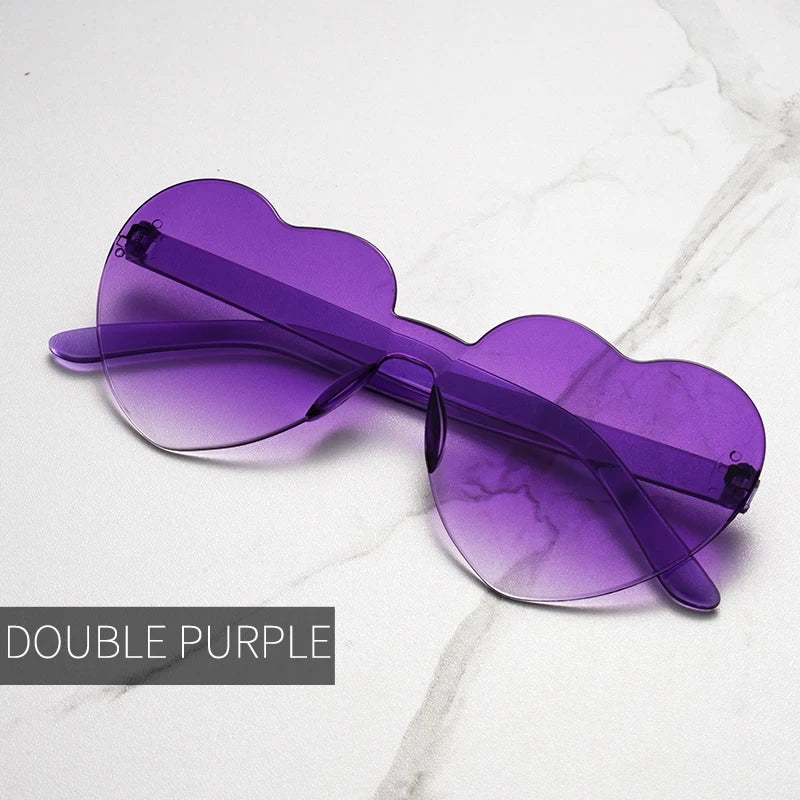 Thick piece peach heart sunglasses frameless heart shaped party glasses